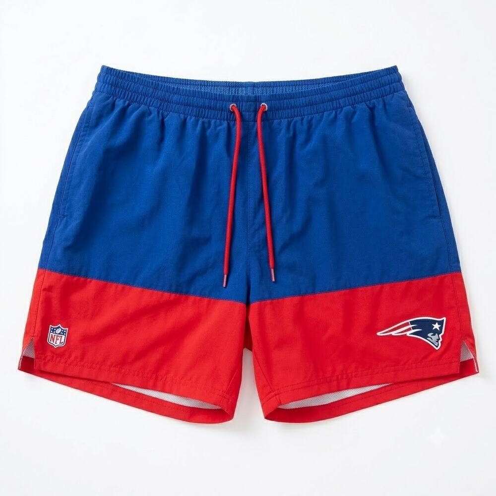 NEW ENGLAND PATRIOTS Swim Trunks Blue Red NFL Football Shorts Mens Large